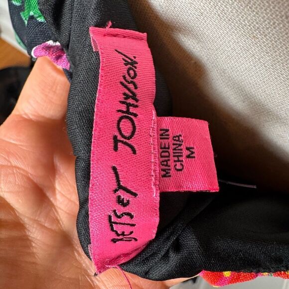 Betsey Johnson PAULINA TROPICAL PRINT HALTER MAXI DRESS IN RAVEN BLACK M - Picture 4 of 5